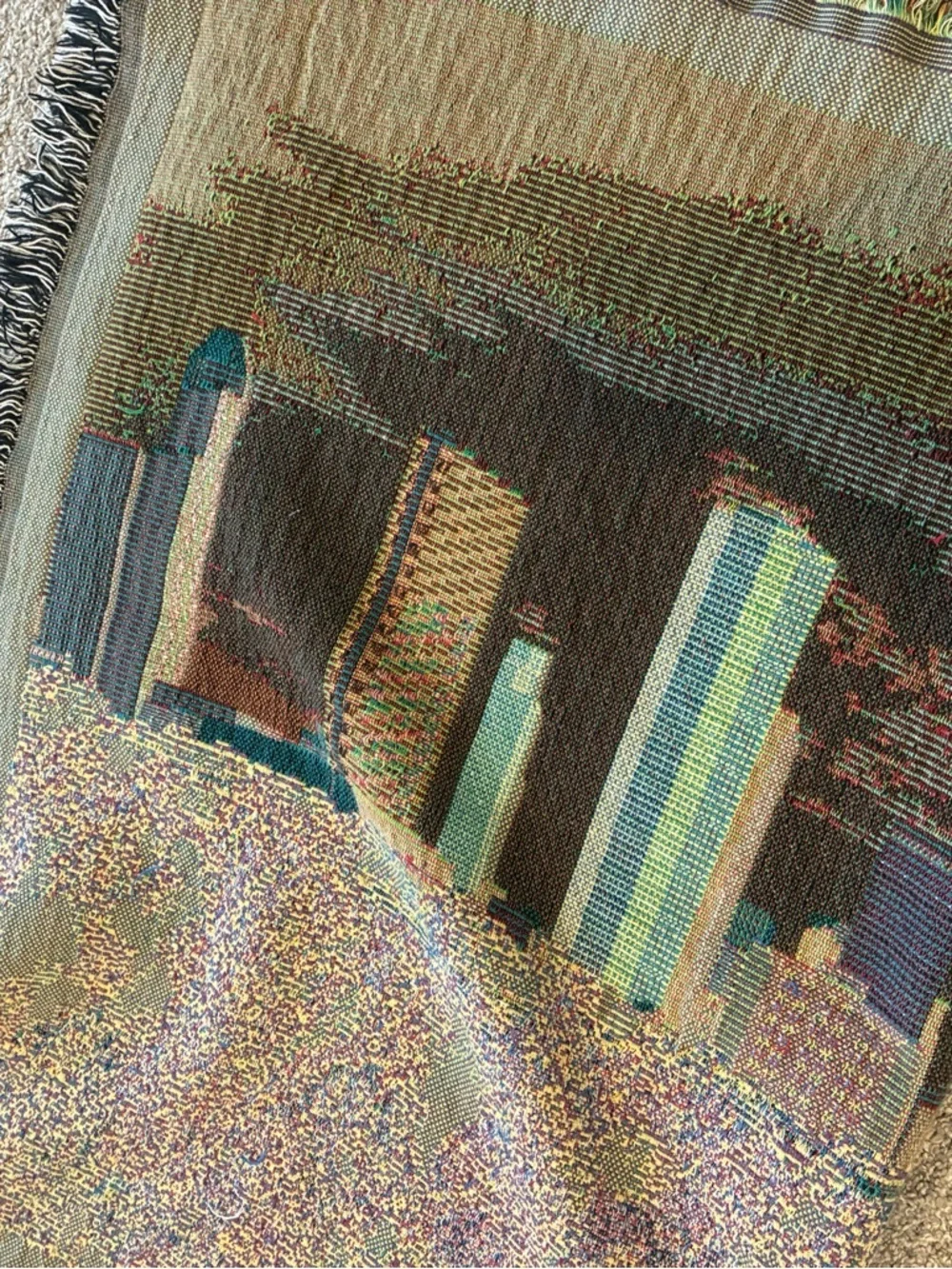Houston Skyline Twin Size Jacquard Woven Blanket